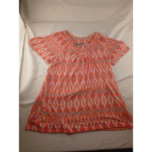 White Stag Multi-colored Blouse Size L (12-14) Peach Orange Grey - Picture 1 of 3
